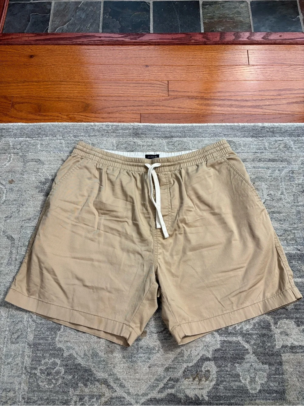 J. Crew Men's Khaki Elastic Waist Flat Front Shorts